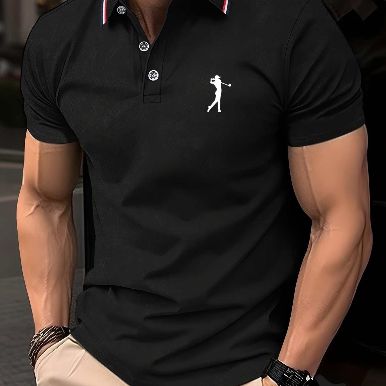 Golf Print Polo վերնաշապիկ, տղամարդու վերնաշապիկ, ամառային պատահական կարճաթև վերնաշապիկ