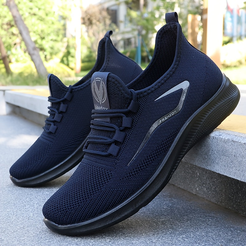 Solid Breathable Durable Sneakers For Outdoor Jogging - Men's Comfy Training Shoes