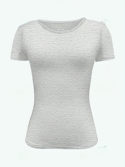 Women’s Solid Color Fitted Short-Sleeve T-Shirt for Summer