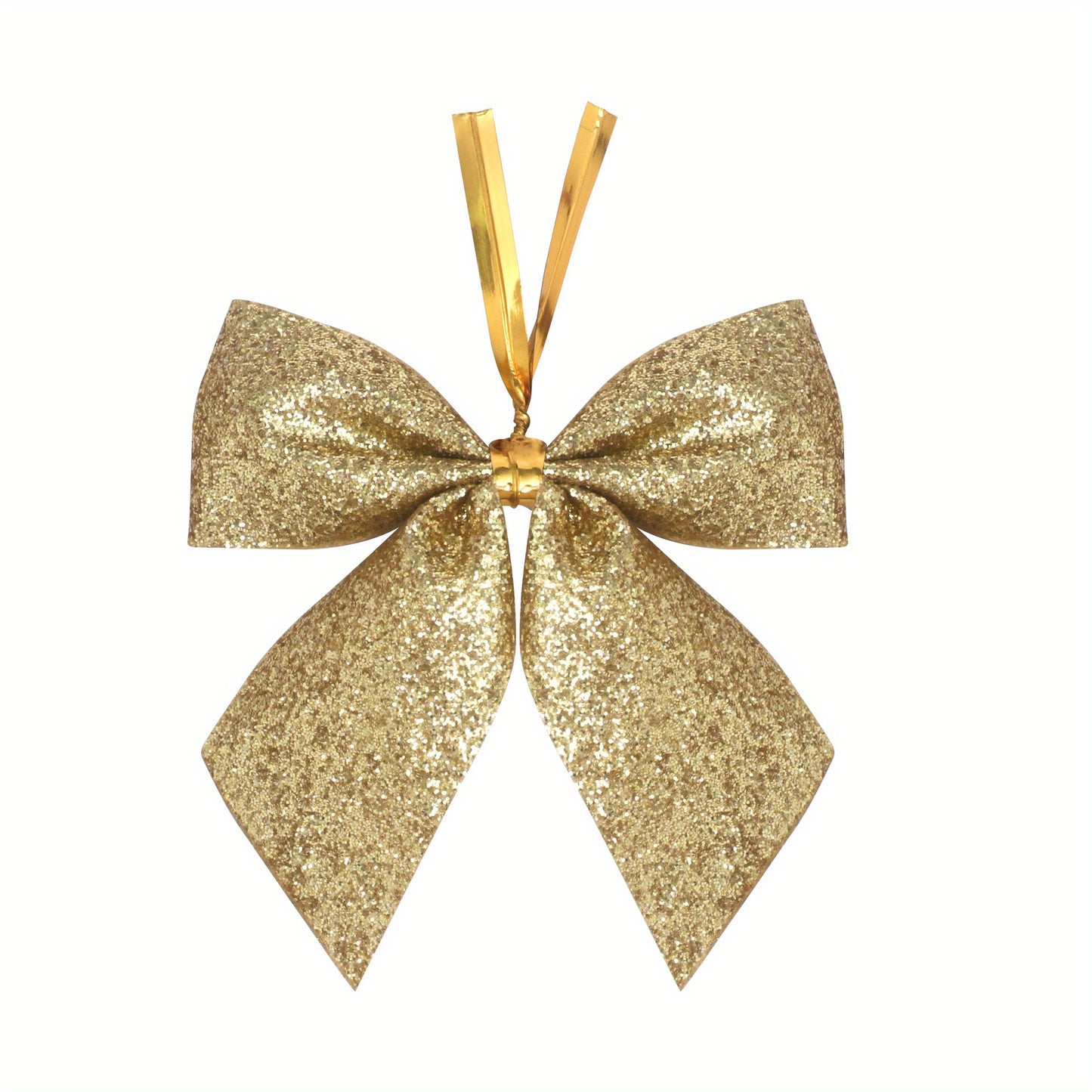 60pcs Elegant Red & Golden Glitter Mini Bows with Golden Ribbon - Durable Polyester Christmas Tree Decorations, Wreaths, Gift Wrapping, Crafts - Shiny Glossy Bows with Sharp Tip for DIY, Party Decorations, Holiday Ornaments (