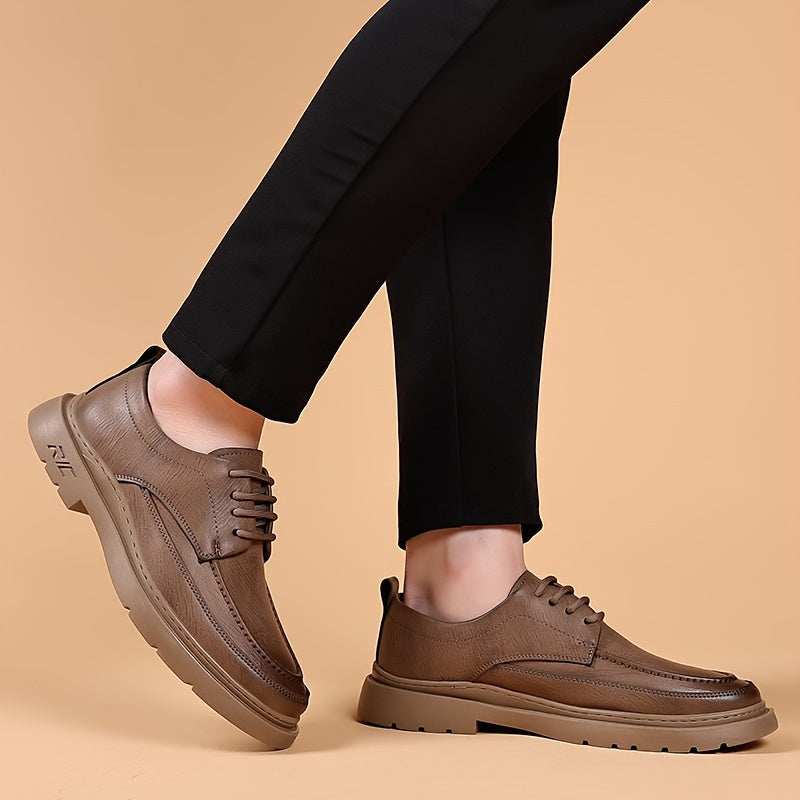 Men'S Solid Color Low-Top Elegant Boots, Comfortable Non-Slip Wear-Resistant Rubber Sole Men'S Outdoor Activity Shoes with Laces