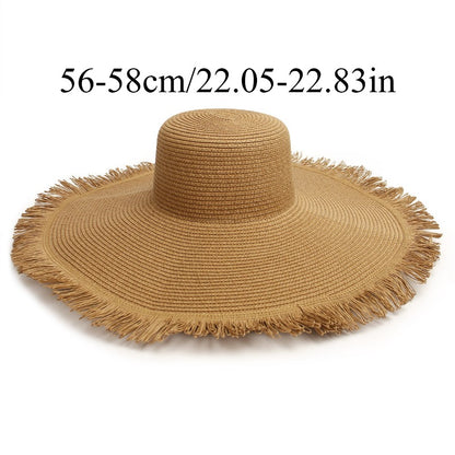 Women's Wide-Brim Straw Sun Hat Lightweight Foldable Beach Hat