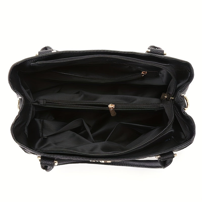 Elegant Women's Embroidered PU Shoulder Bag Set with Bow