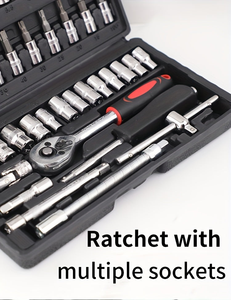 Repair Wrench Set, Ratchet Wrench Set, Socket Wrench Set, Designed for Various Environments Including Automotive Repair and Home Decoration, with Storage Box. 27-GJX
