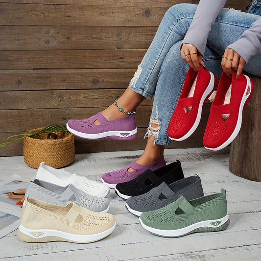 Women'S Breathable Mesh Slip-On Sneakers - Lightweight And Comfortable Walking Shoes with Rubber Soles And Fabric Insoles - Versatile Shoes Available in Multiple Colors for All Seasons.