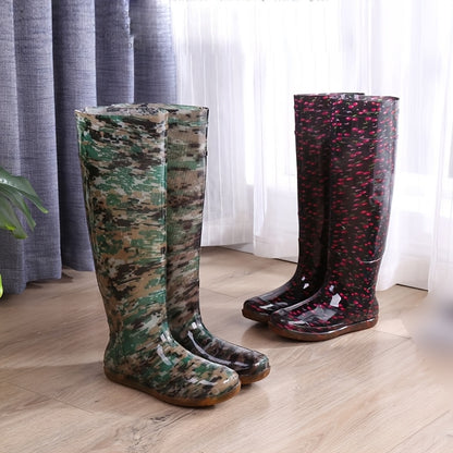 Unisex High-Top PVC Rain Boots with Durable Sole for Outdoor Use