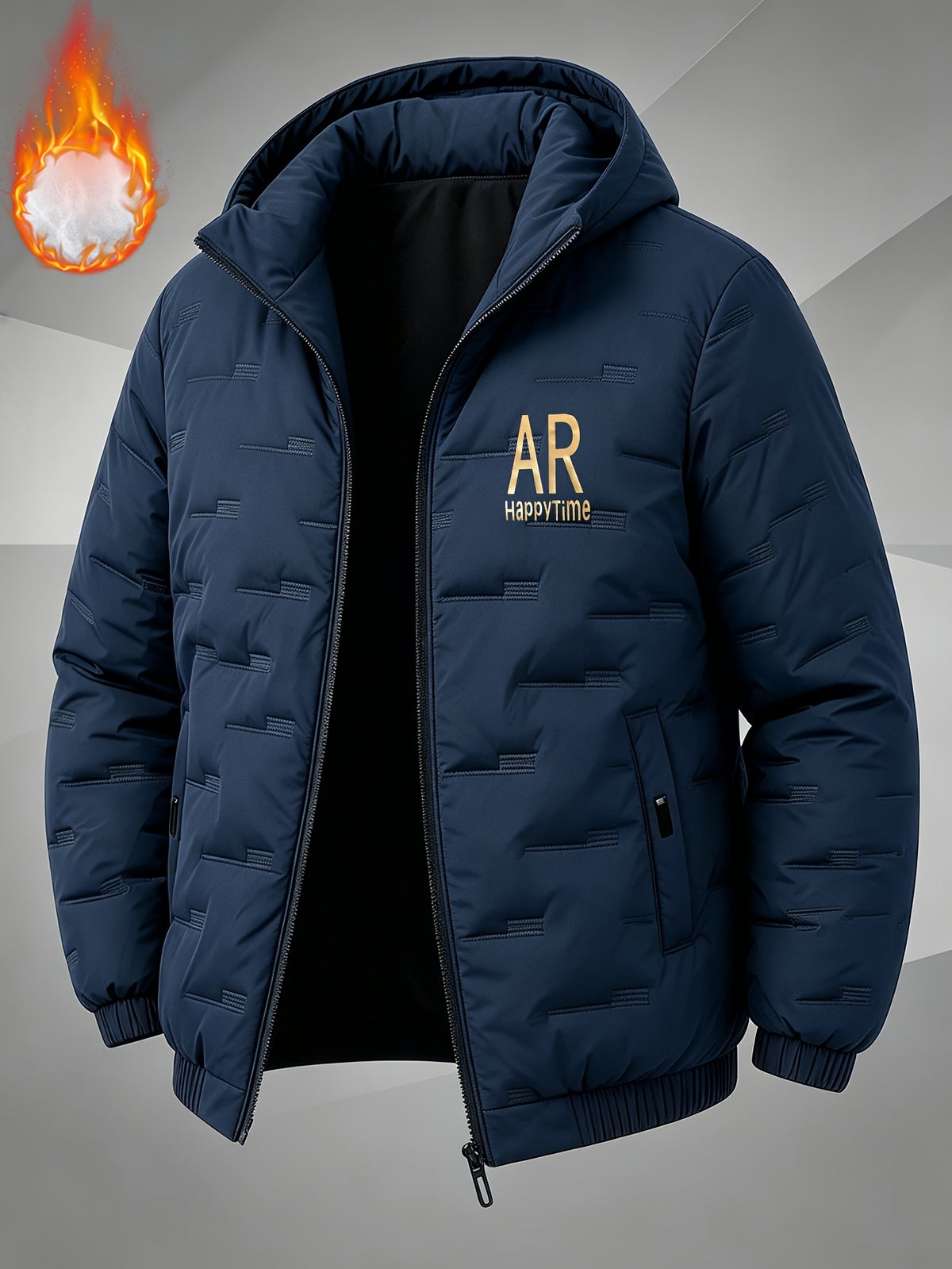 Men's Casual Hooded Zipper Jacket, Thickened Fall/Winter Coat