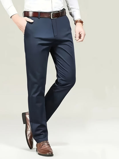 New Casual Formal Pants for Men in Four Seasons, Featuring a Business Style with Trendy Long Trousers. Fashionable And Versatile Men'S Elastic Dress Pants with a Comfortable Classic Design for Casual Wear.