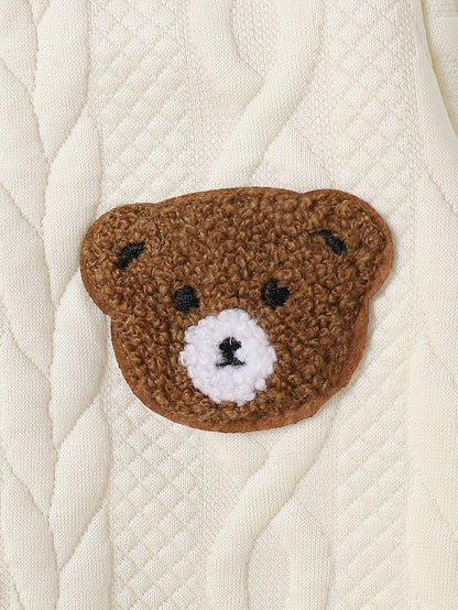 Cute Baby Boy Fall Set: Bear Sweatshirt & Denim Jogger Pants