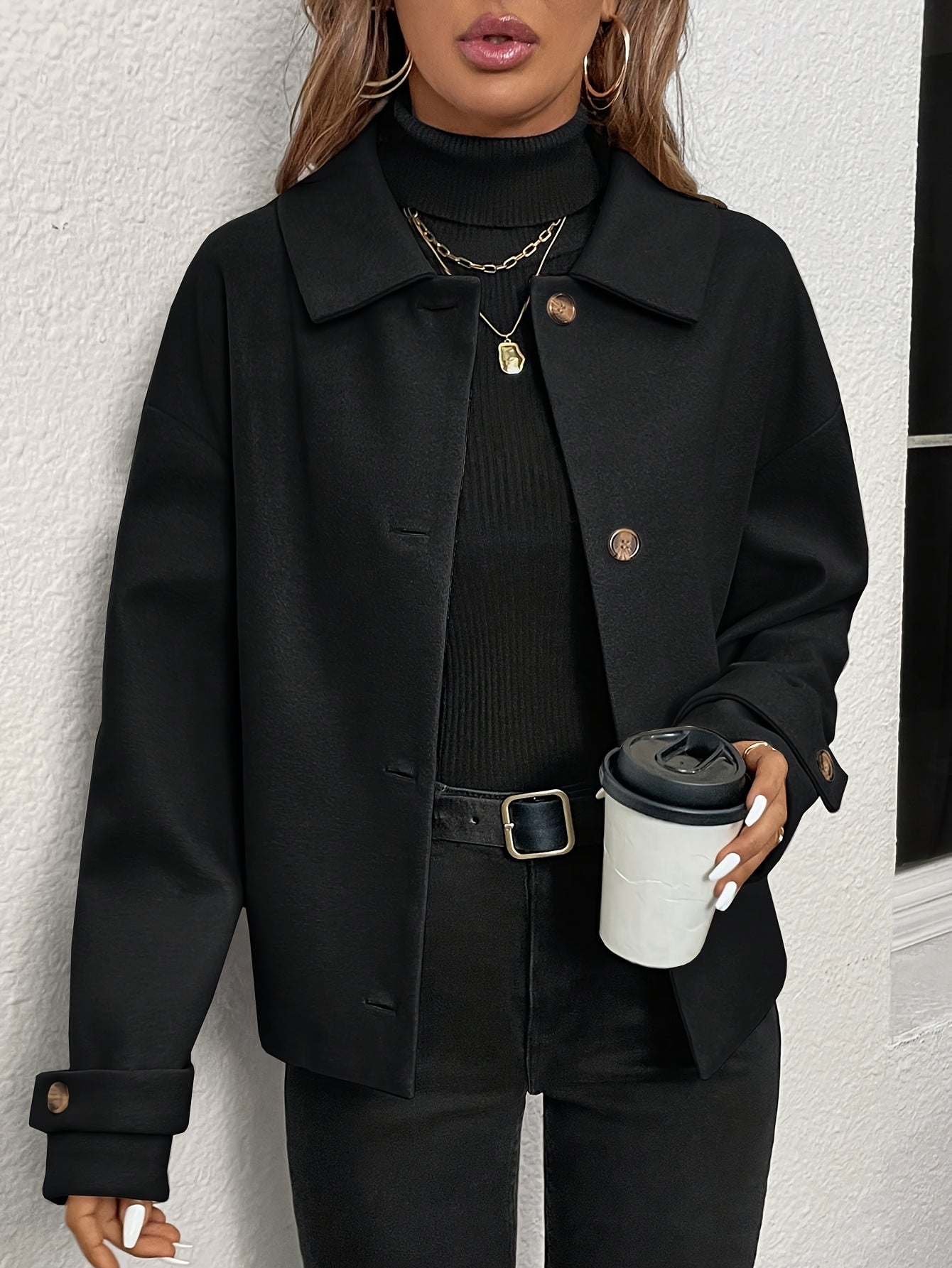 Women'S Burgundy Coat - Structured H-Silhouette Blazer, Button-Front Closure, Non-Stretch Fabric for Fall/Winter, Office, Party, Everyday Outfits - Chic Outerwear Jacket, Party Attire, Asymmetric Hemline, Elegant Design