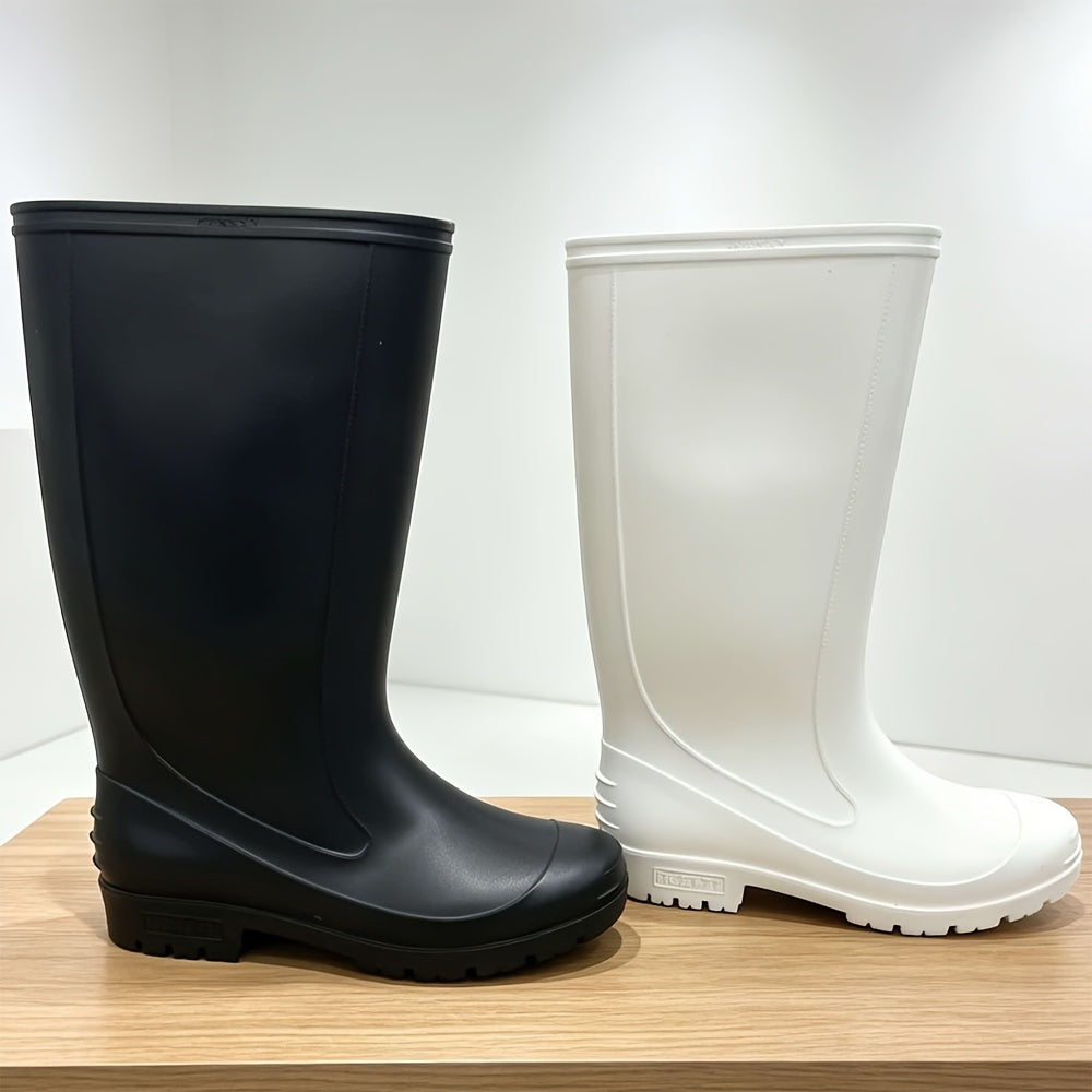 Unisex Tall Waterproof PVC Rain Boots with Non-Slip Soles