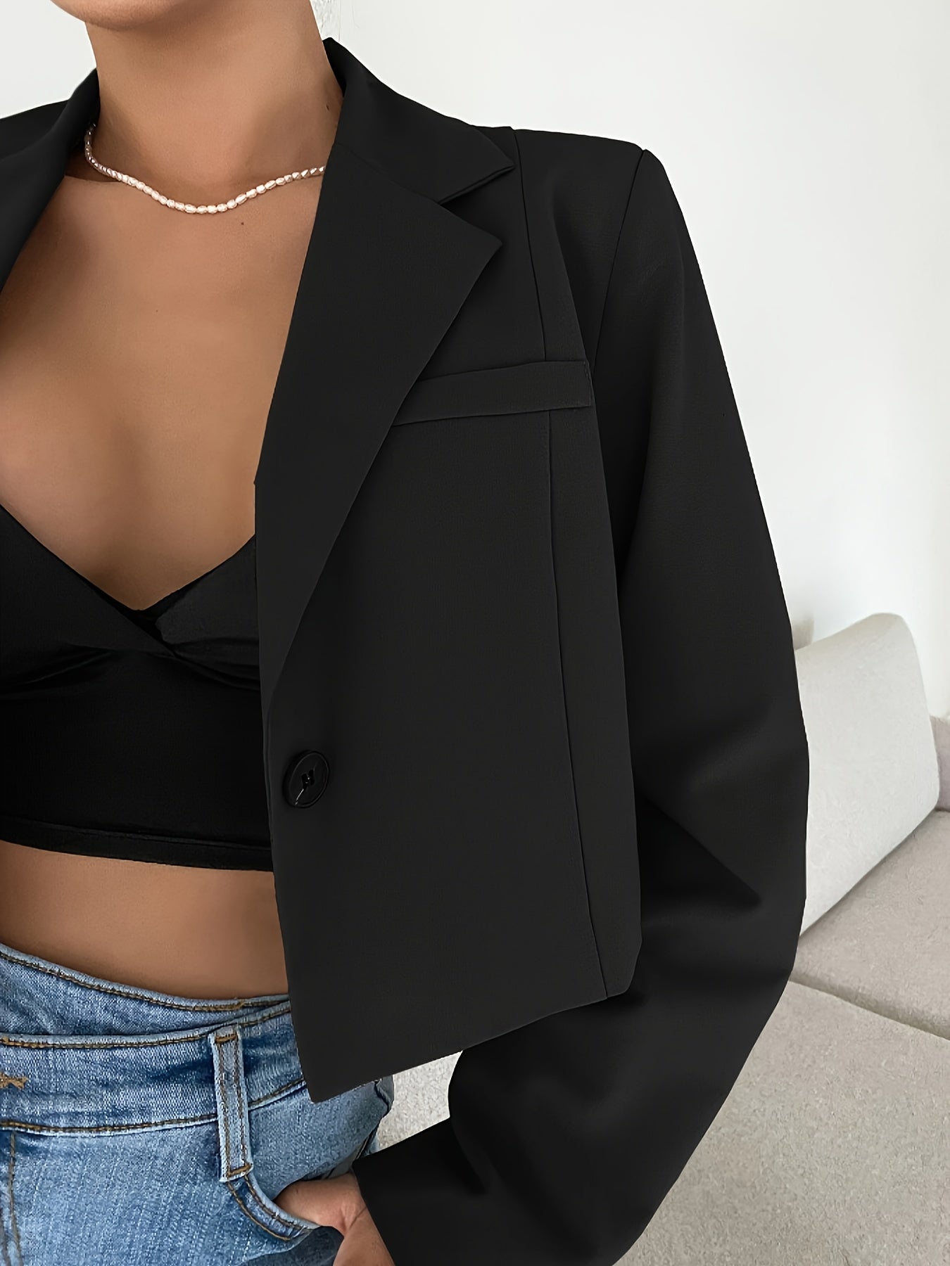 Women's Casual Solid Color Short Suit with Buttons