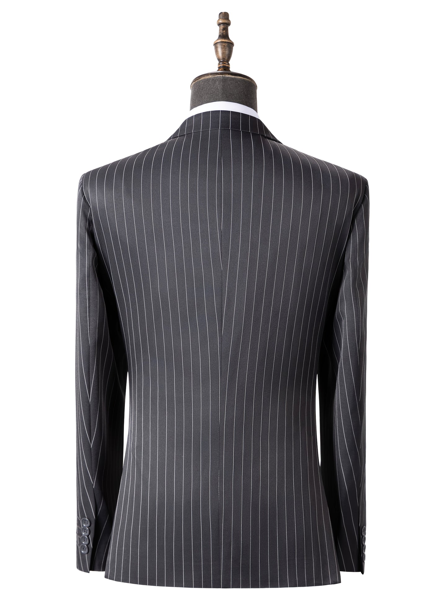 Men's Slim Fit Striped Three-Piece Suit with Vest and Pants