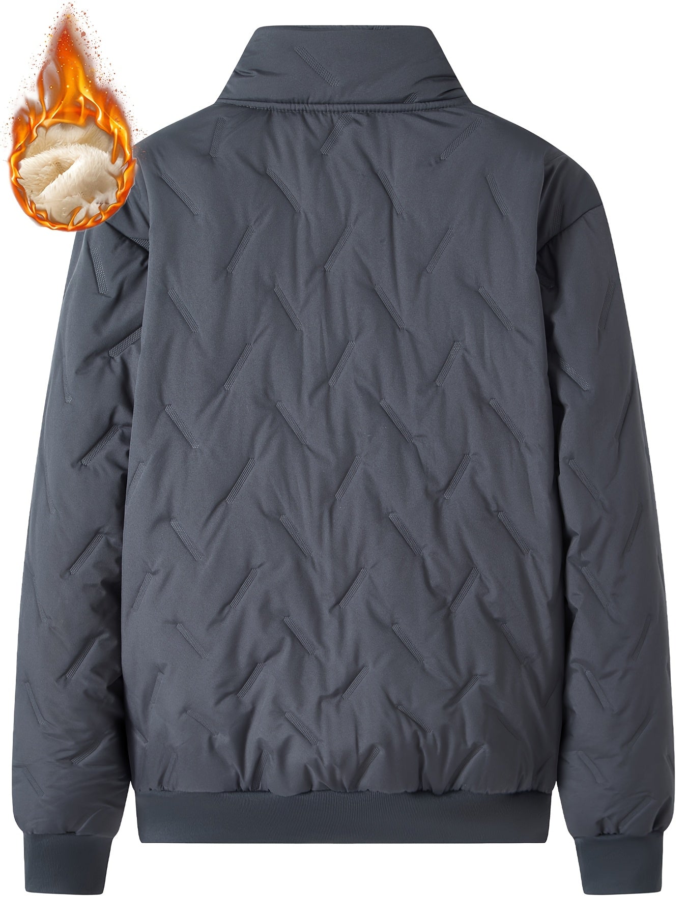 Men'S Heavyweight Winter Jacket - Thermal Insulated Cold Weather Coat with Zippered Pockets, Stand Collar, Full-Zip Closure - Black Outer Shell for Everyday & Outdoor Activities - Non-Stretch Fabric Construction, Seasonal Lay