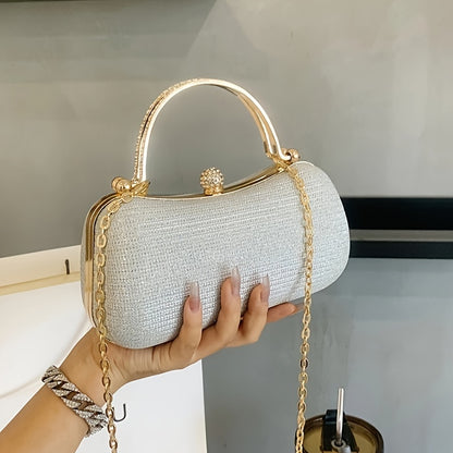Փայլուն Rhinestone կանացի երեկոյան պայուսակ, փայլուն խաչաձև շղթայով ձեռքի պայուսակ, ճիրանային դրամապանակ երեկույթների և ընթրիքների համար