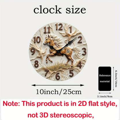 One piece, running horse wall clock, silent movement, suitable for home decoration and gift-giving, AA Battery not included