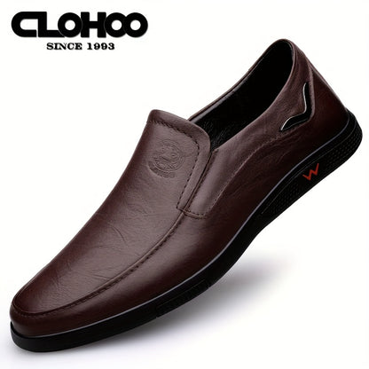 Men's Slip-On Loafers Cowhide Rubber Sole Business Casual Shoes