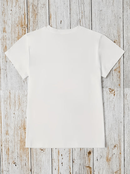 Women’s Casual Cotton Blend T-Shirt with M Letter Print, Summer