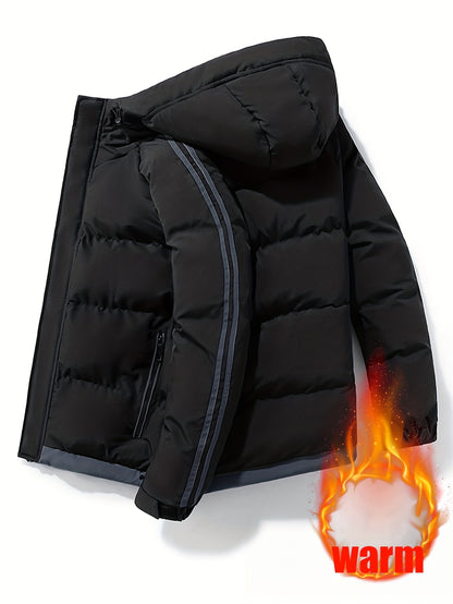 Men'S Heavyweight Winter Hooded Jacket - Thermal Insulated Cold Weather Coat with Zipper Closure, Long Sleeve Outerwear for Hiking, Skiing, Thick, Hiking Gear, Sleek Design, Durable Construction, Outdoor Enthusiasts