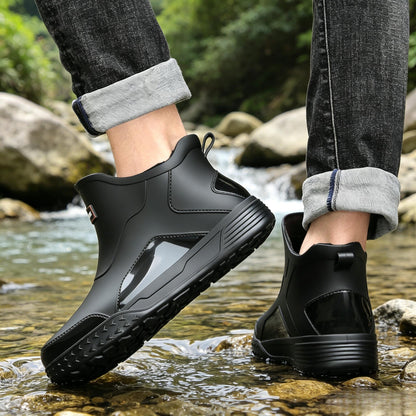 Unisex Low-Top Waterproof Rubber Rain Boots for All Seasons