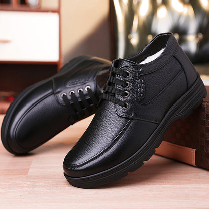 Men's Classic Lace-Up Cow Leather Ankle Boots with Cushioned Sole