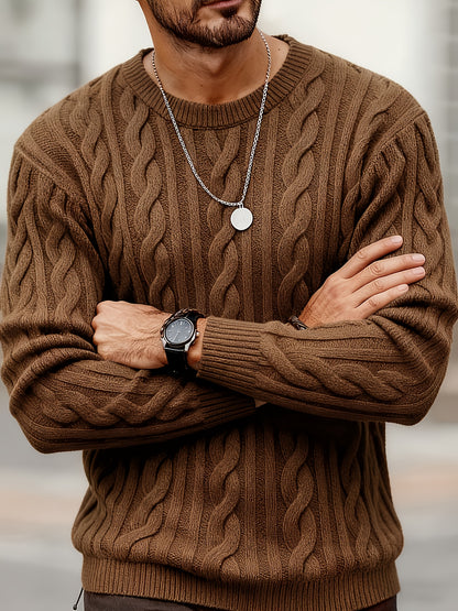 Նոր աշուն-ձմեռ տղամարդկանց համար նախատեսված ամենօրյա, միագույն, կլոր վզնոցով տրիկոտաժե վերնաշապիկ