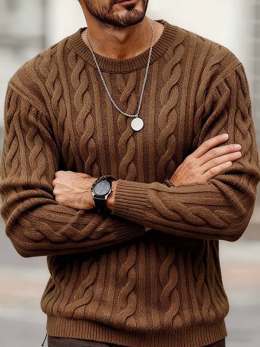 Նոր աշուն-ձմեռ տղամարդկանց համար նախատեսված ամենօրյա, միագույն, կլոր վզնոցով տրիկոտաժե վերնաշապիկ