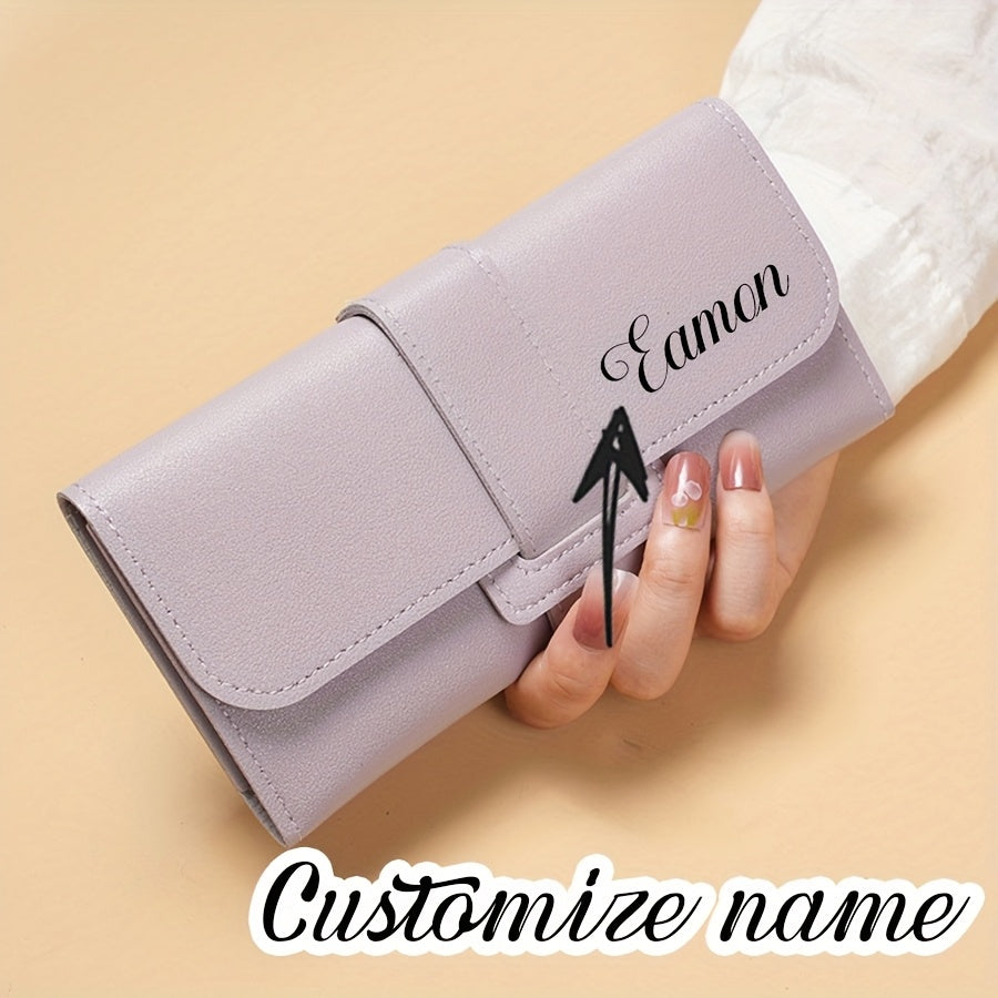 Customized Women's wallet, Women's long style, three fold flip cover, Korean version, small fresh student change pocket, multifunctional buckle wallet. Sending birthday gifts, souvenirs to girlfriends, friends