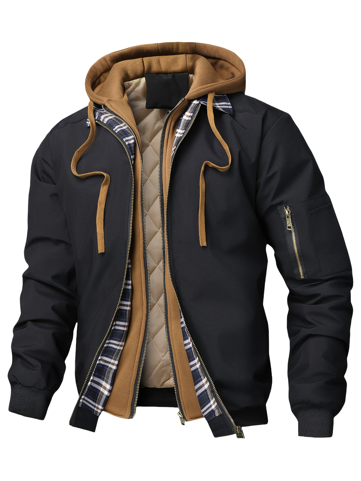 Men's Preppy Hooded Jacket Casual Spring Autumn Outerwear