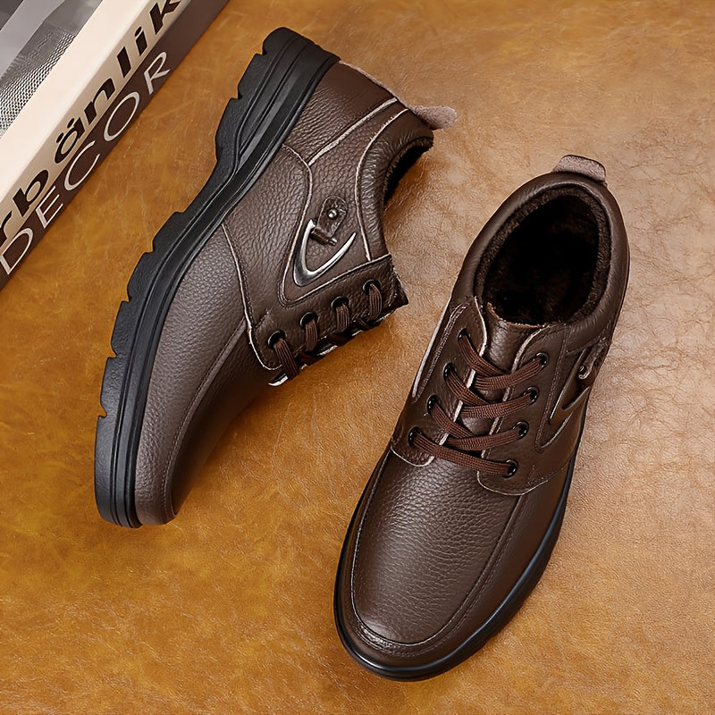 Men's Vintage Leather Winter Casual Lace-Up Shoes