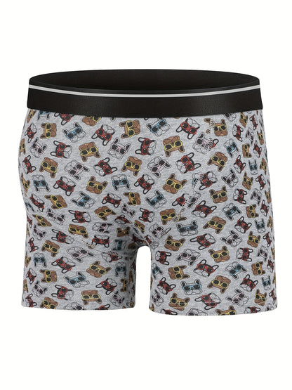 Men's 4-Pack Cotton Stretch Trunk Underwear with Wide Elastic Band