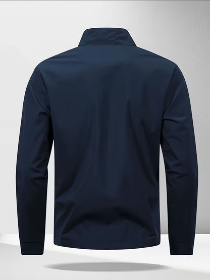 Men’s Casual Windbreaker Jacket with Zipper and Pockets