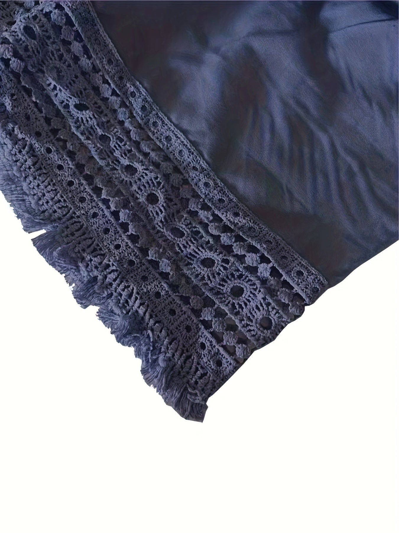 Solid Tassel Hem Loose Shorts, Vacation Paper Bag Waist Summer Shorts, Women's Clothing