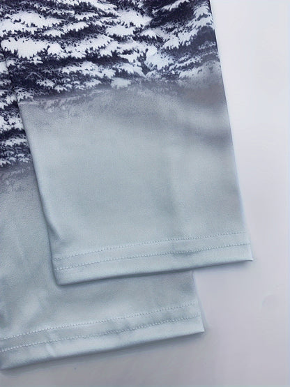 Men's Christmas Santa Claus 3D Digital Print Shirt with Metal Zipper Collar - Machine Washable Long-Sleeve Top, Festive Holiday Sweater for Parties, Daily Wear & Gifts for men