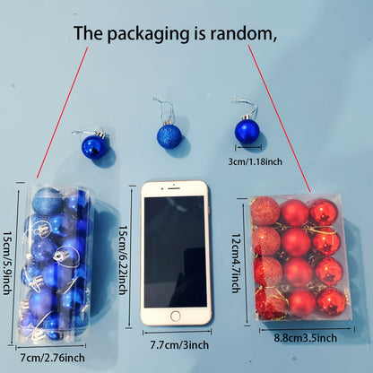 Fei Rui 24pcs Classic Mini Christmas Ball Ornaments, Shatterproof Plastic Hanging Decorations for Holiday, Wedding, Party - Versatile for Christmas, Hanukkah, Easter, Thanksgiving, Halloween Decor