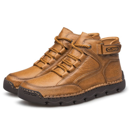 Men's Casual Ankle Boots with Warm Plush Lining, Rubber Sole