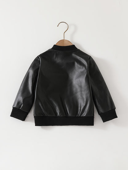 Fashionable And Cool Jackets for Children Under 3 Years Old, Suitable for Autumn And Winter, Windproof And Waterproof, Featuring a Long-Sleeve Zip Closure, Regular Fit, Made of Solid Color in Polyester Material.