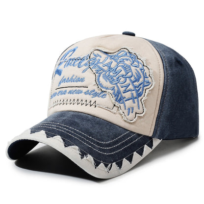 Vintage Washed Unisex Adjustable Baseball Cap with Embroidered Patch