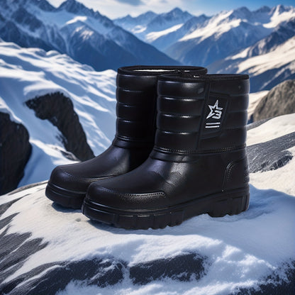 Winter Men'S Rain Boots | Fleece-Lined, Non-Slip, Mid-High Ankle Boots with Slip-On Design, Suitable for Casual Wear and Outdoor Activities