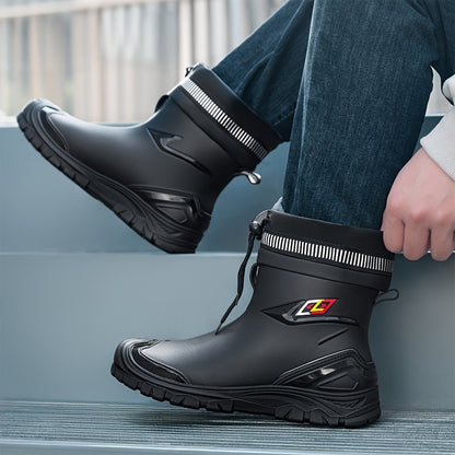 Men's Lightweight Waterproof PVC Rain Boots for Outdoor Use