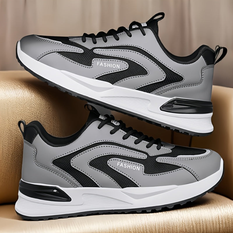 Men'S Plus Size Fashion Sneakers - Breathable Mesh Lace-Up Casual Shoes with Thick PVC Sole, Low-Top Design for All Seasons, Spring/Summer/Fall, Versatile Streetwear, Allseason Shoes | Minimalist Sneakers | Durable PVC Sol - ayq