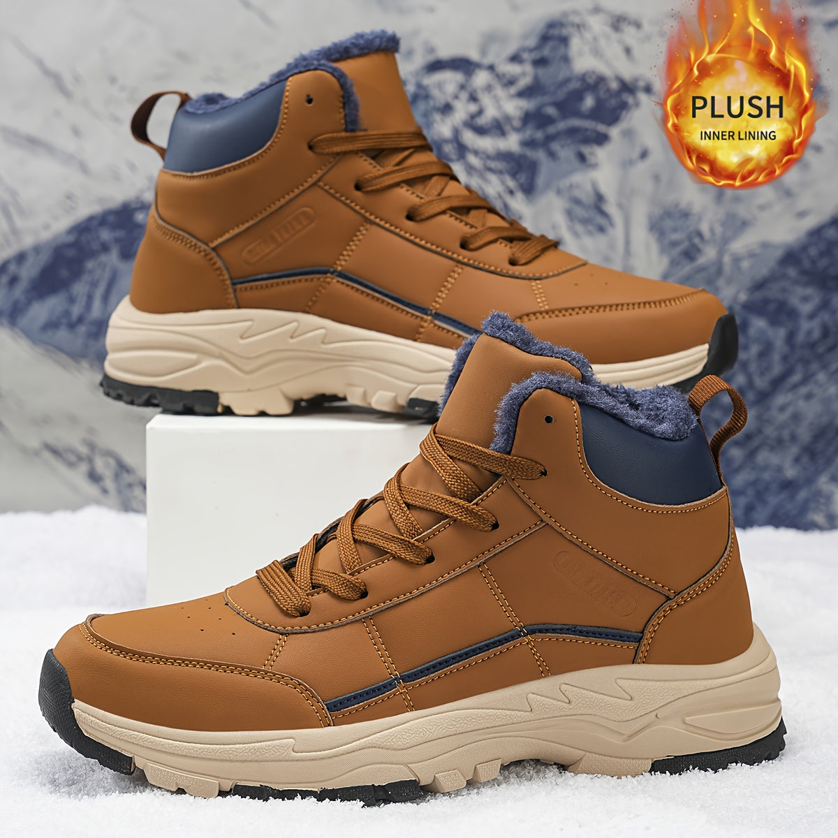 's/Unisex Heavy-Duty Winter/Outdoor/All-Terrain Large Size (Wide Width Available) High-Top All-Terrain Traction Tires, & /TPR Sole, Lace-Up Hiking Boots for Ice, Snow, Mud, Grass - Warm, Casual/Daily Wear (No