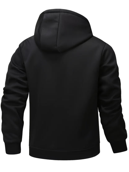 Men's Casual Warm Fleece Hooded Jacket with Zipper