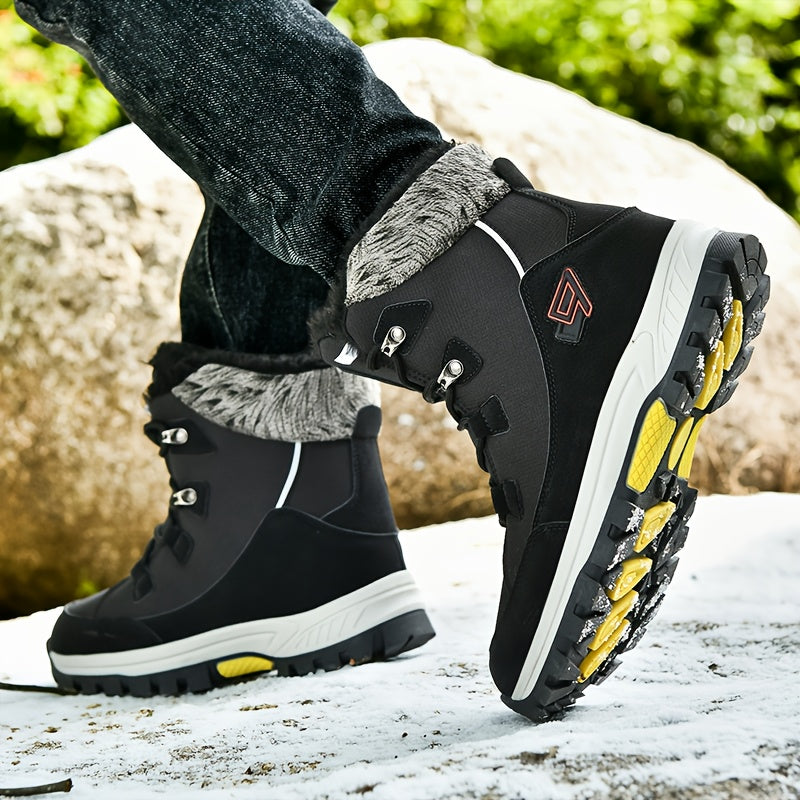 Men's & Women's Winter Snow Boots with Plush Lining & Slip-Resistant Rubber Sole - High-Ankle Lace-Up PU Shell, Insulated Cold-Weather Traction for Hiking, Hunting, Outdoor Activities - Unisex Heavy-Duty Round-Toe Boots for M