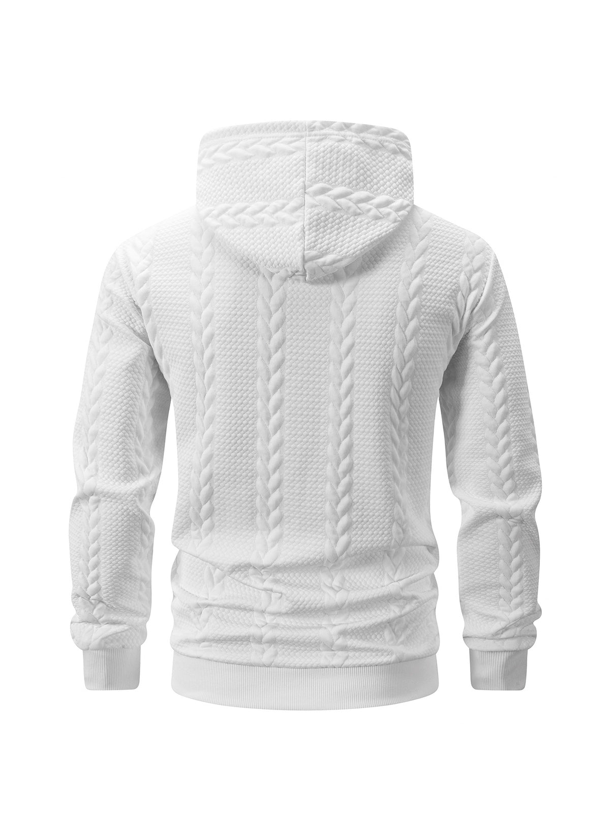 Men's Autumn Winter Hooded Textured Fleece Jacket with Zipper