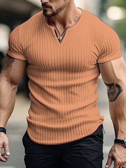 Men's Slim V-Neck Casual Short Sleeve T-Shirt for Summer