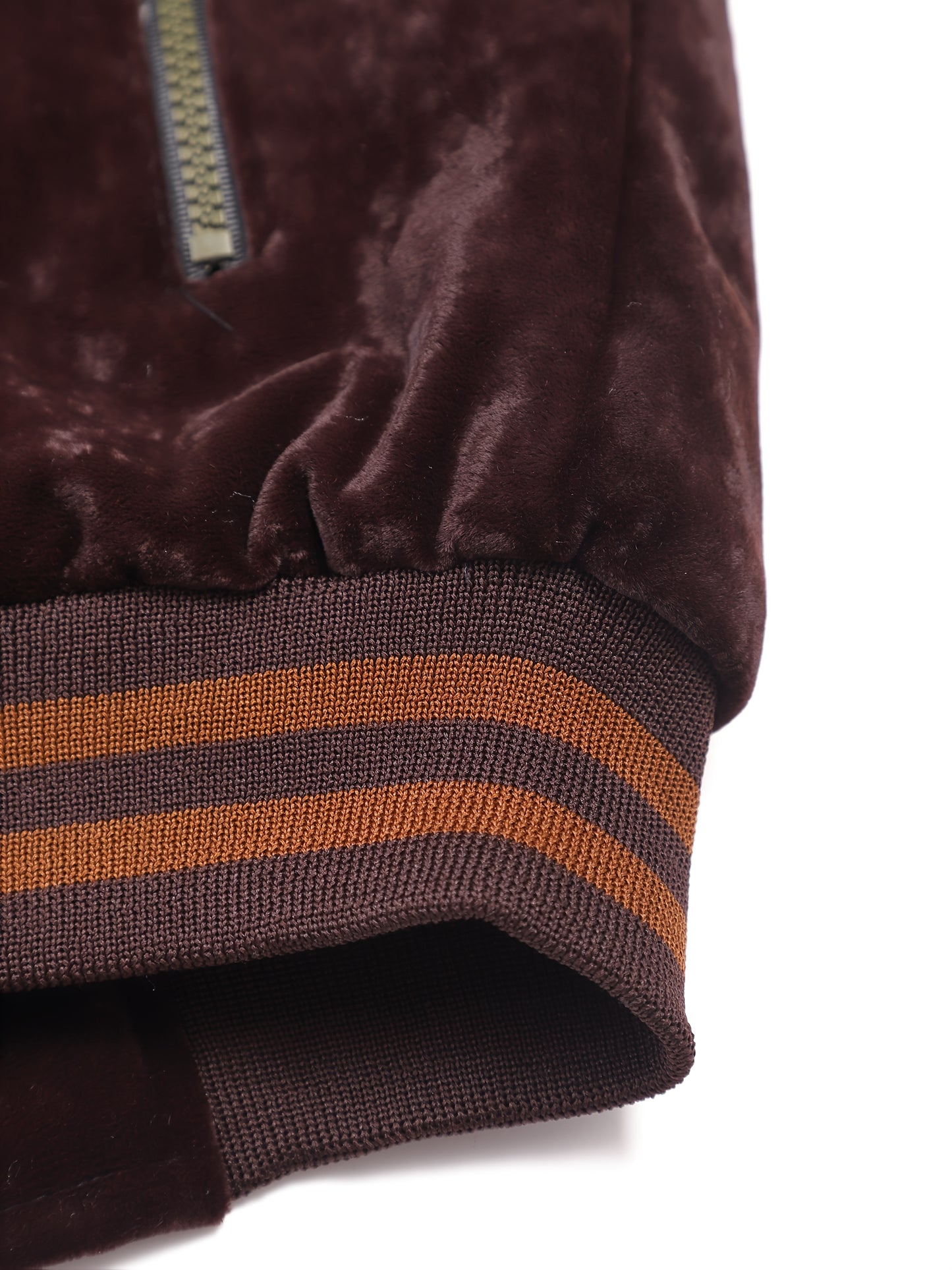 Men's Winter Fleece Jacket with Ribbed Cuffs and Stand Collar