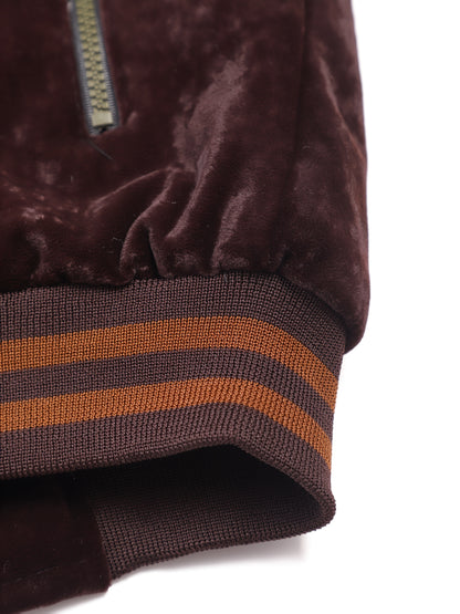 Men's Winter Fleece Jacket with Ribbed Cuffs and Stand Collar