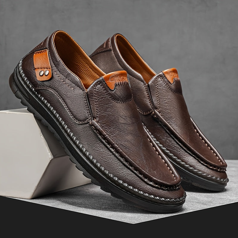 Men's Retro British Slip-On Sneakers - Casual Low-Top Shoes
