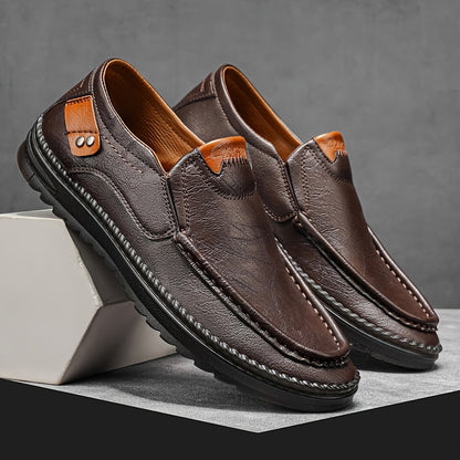 Men's Retro British Slip-On Sneakers - Casual Low-Top Shoes